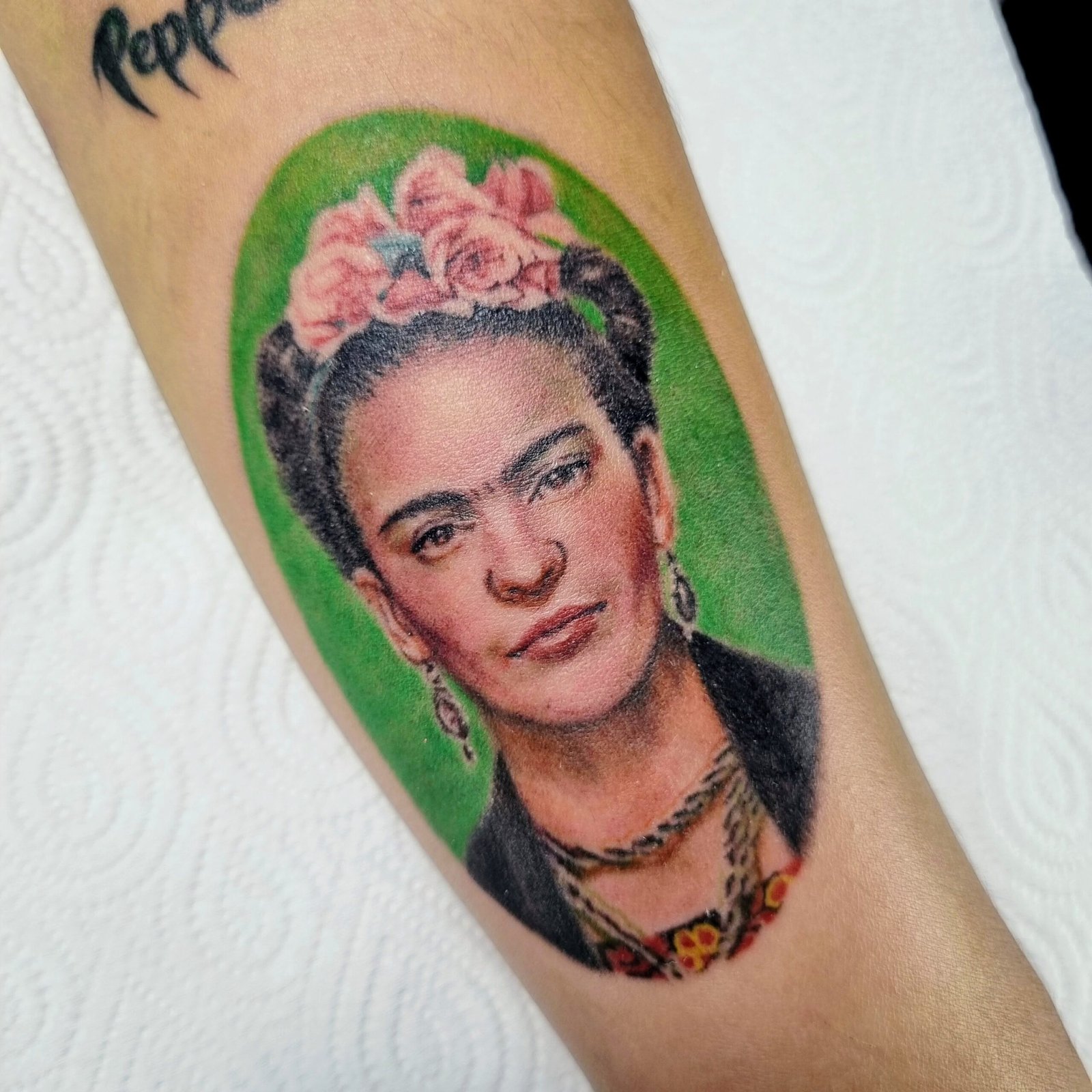 color realism frida kahlo woman portrait tattoo on forearm by nat what i tat at 7th house tattoo fredericton new brunswick canada